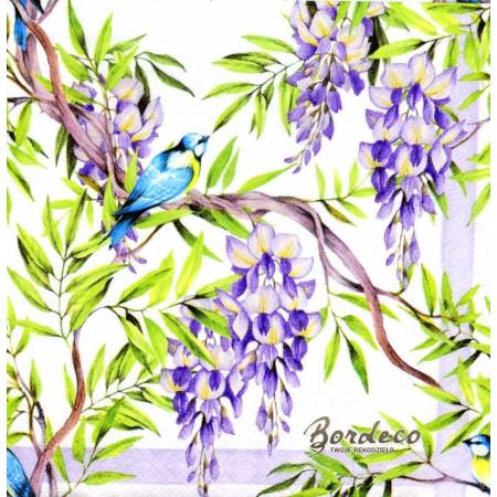 Serwetka decoupage seria TI-FLAIR glicynia fioletowa 33x33cm